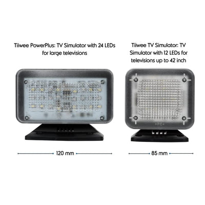 tiiwee TV Simulator PowerPlus mit 24 LED's und 3 wählbaren Programmen - Komplett mit Netzadapter - Lichtsimulation zum Einsatz als Einbruchschutz -Fernsehsimulator - Fernseh-Atrappe - Fake TV