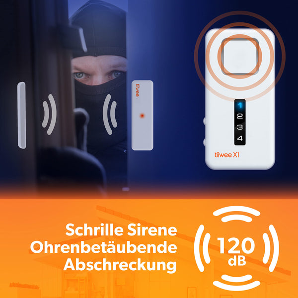 tiiwee Home Alarm System Kit X1 XLPIR Alarmanlage mit 2 Fenster ode