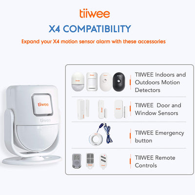 tiiwee X4 PIR Bewegungsmelder Alarm System mit 2 Fernbedienungen und 2 Tür Fenstersensoren - Drahtlos - 120 dB Sirene - Erweiterbar - Türklingel und Lauter Sirenen-Sound - 2 Jahre Garantie